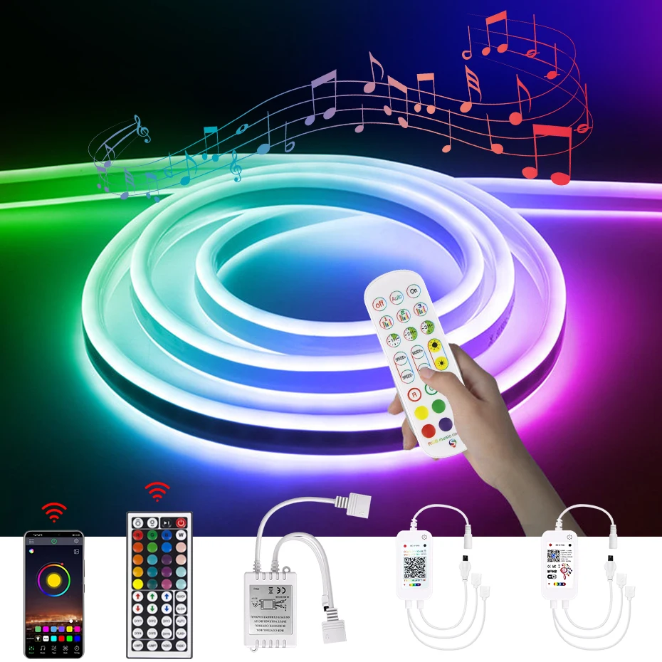 RGB Led Strip Light 12V Neon Light RGB With IR Remote / Buletooth / WiFi Smart Controller Waterproof Decor Lighting Music Strip