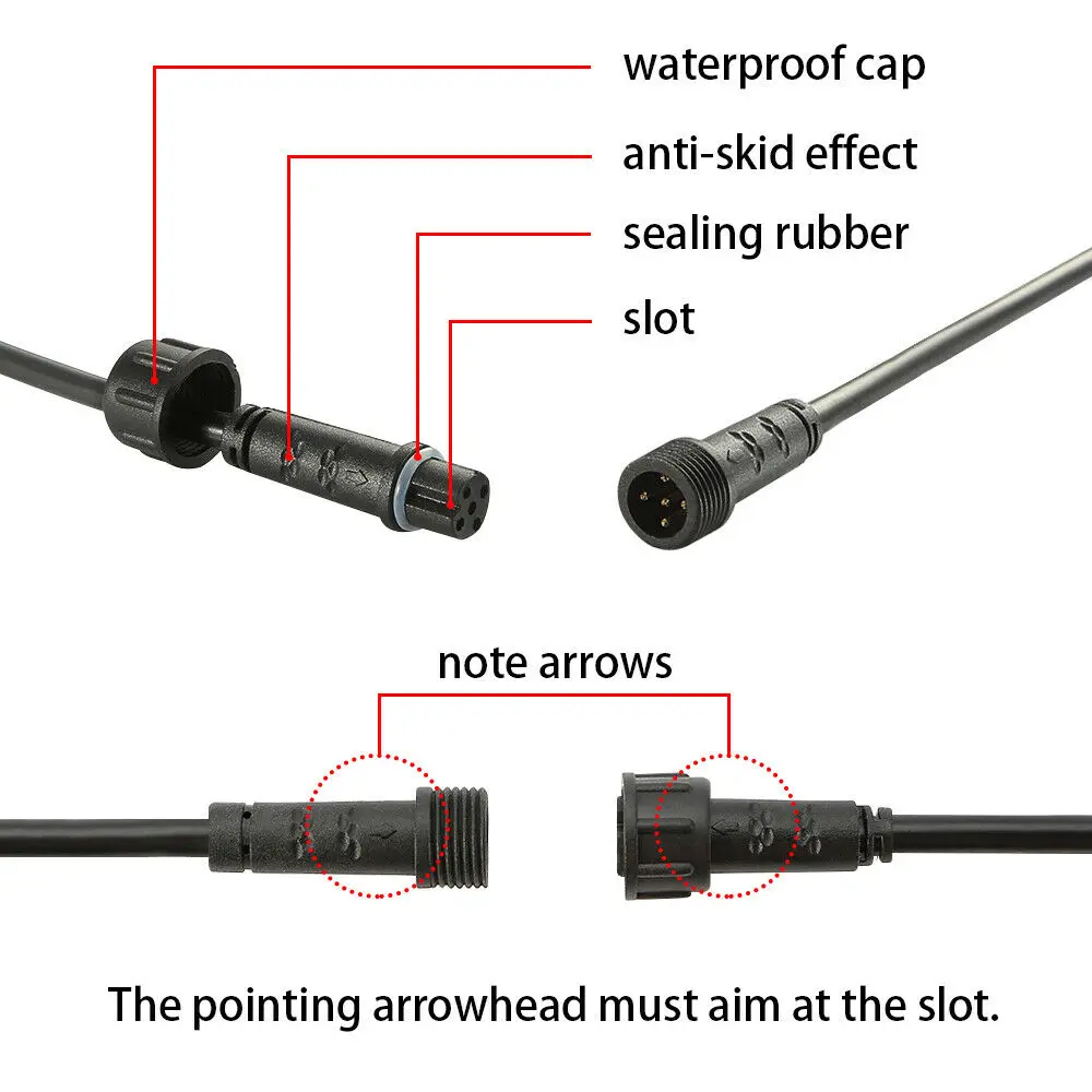 2 контактный IP67 Водонепроницаемый метровый Удлинительный кабель шнур питания
