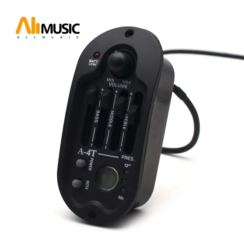 

A-4T Oval 4 Band EQ Acoustic Guitar Preamp with Round Digital Procedding Tuner 98x44.5mm Equalizer Guitar Pickup Rubber Oil