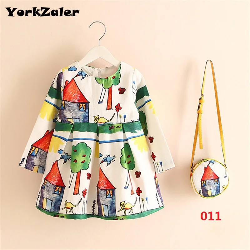 Летнее платье для девочек с сумочкой принцессы Новинка милая детская одежда