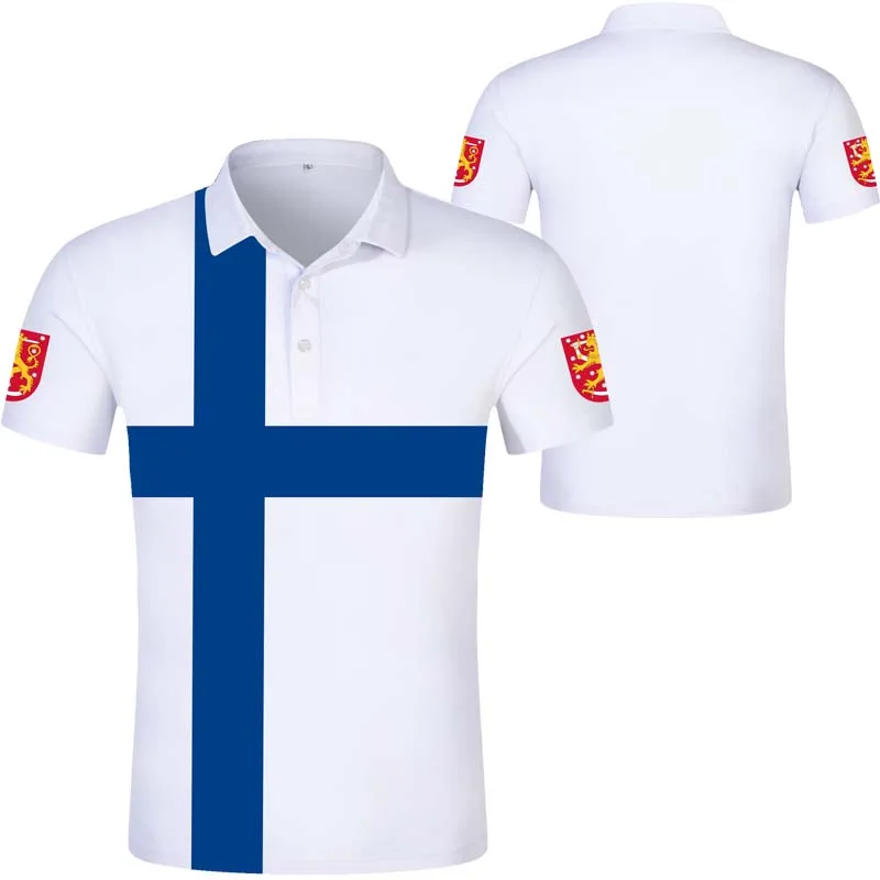Финская рубашка поло с бесплатным именем на заказ изображением плавника