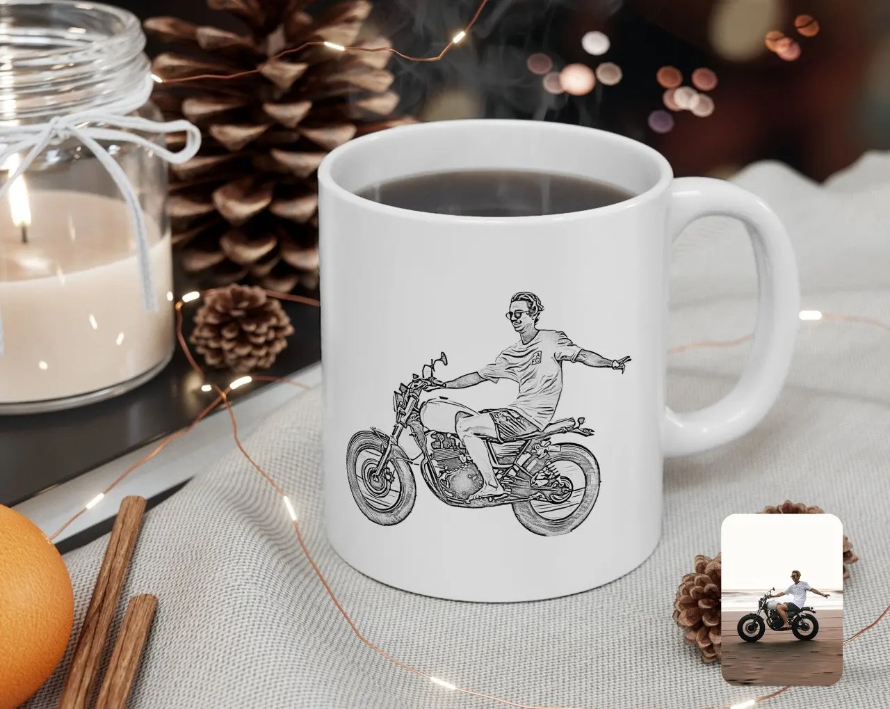 

Оригинальные Размеры уголь велосипед человек карикатура белая кружка Bardak-1