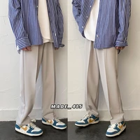 spring wide leg pants mens fashion solid color casual pants men streetwear korean loose straight pants mens trousers m 2xl