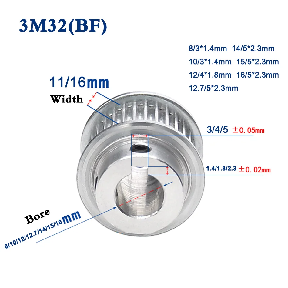 1PCS 3M30 Tooth To 3M36 Synchronous Wheel Gear Motor Keyway Timing Belt Pulley Width 11mm 16mm | Обустройство дома