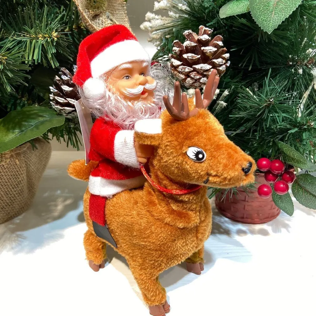 

Newly Santa Claus Riding on Elk Electric Musical Toy Santa Claus Electric Xmas Deer Gift for Kids Christmas Holiday Decoration T