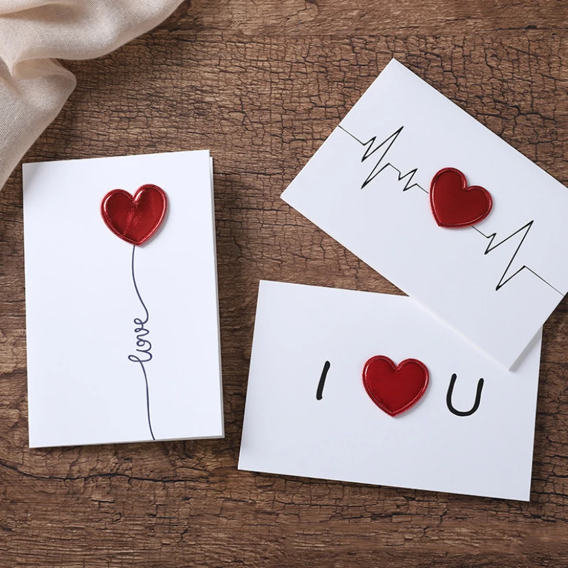 

Greeting Card Creative Love ECG Valentine's Day Heart Balloon Paper Postcard Wedding Invitation Romantic Birthday Girl Supplies