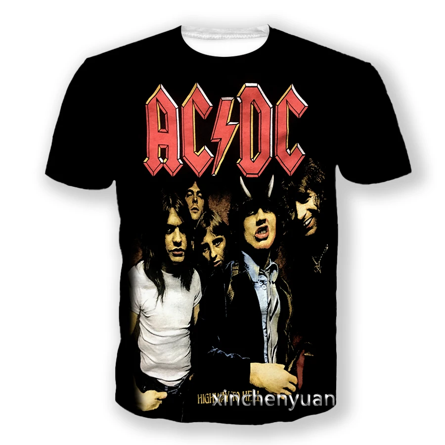 Xinchenyun Neue Männer/Frauen AC DC Rock Band 3D Gedruckt Kurzarm T-Shirt Mode T-shirt Sport Hip Hop sommer Tops L56