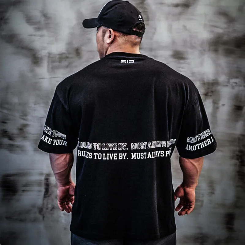 Футболка мужская Спортивная с коротким рукавом хлопок топ свободного покроя для