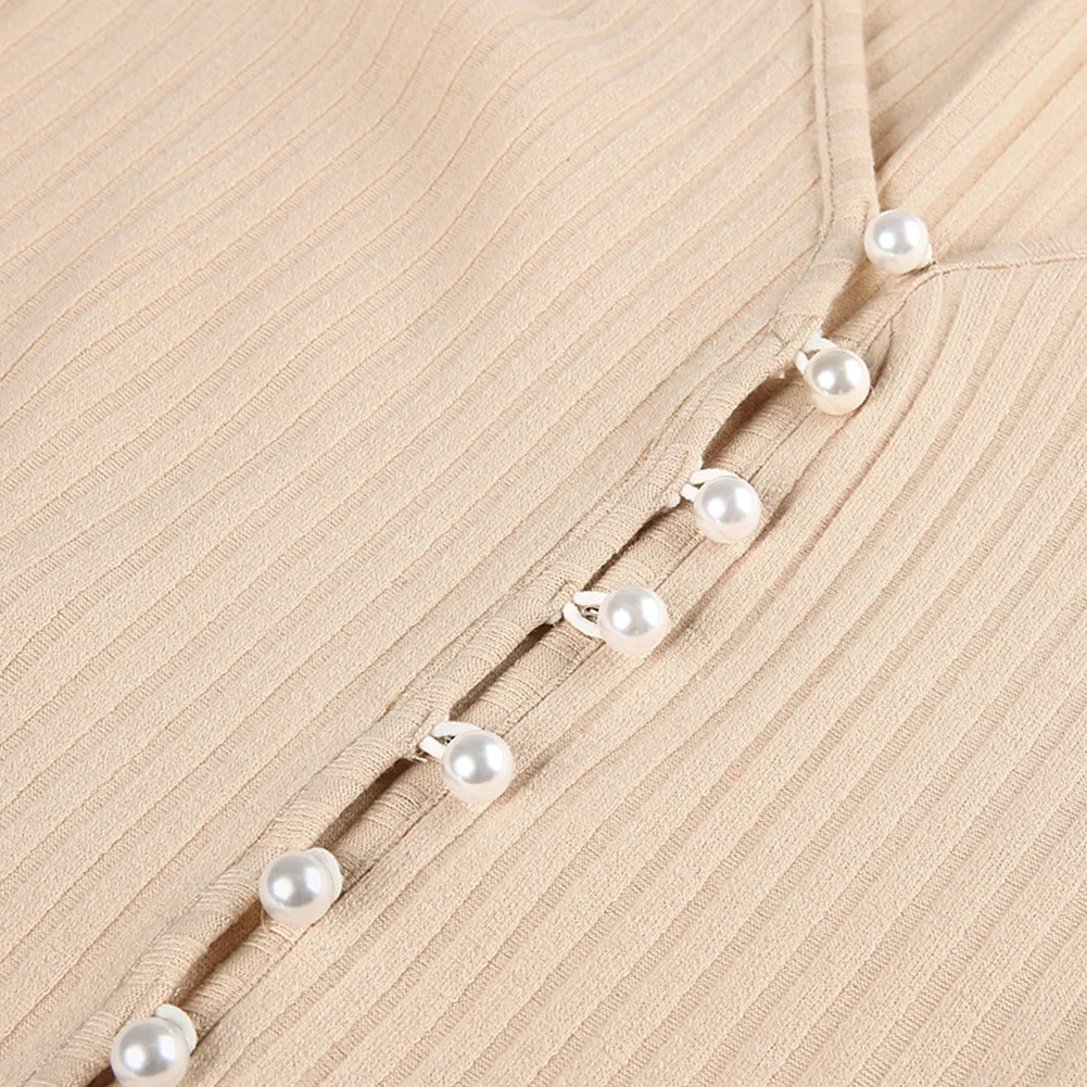 Для женщин шикарный вязаный перламутровыми пуговицами Укороченный кардиган