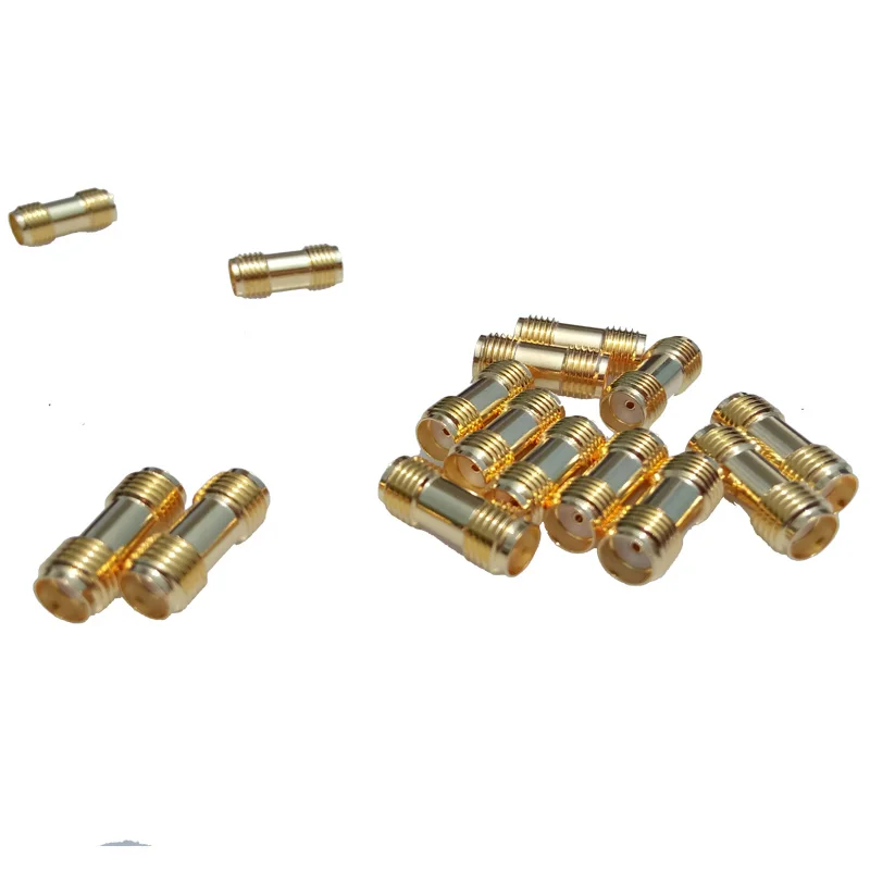 

100pcs Copper Gold Plated SMA Female to SMA Female Straight Jack Dual SMA Connector for Two Way Radio SMA Antenna RF Adapter