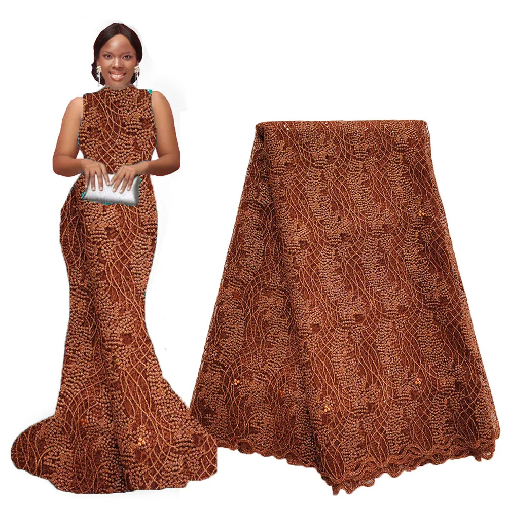 Элегантная фиолетовая Золотая оптовая продажа нигерийских кружевных тканей для