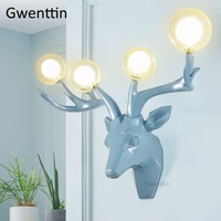modern resin antlers wall lamps led deer sconce glass wall lights for home decor living room bedroom lamp mirror light fixtures