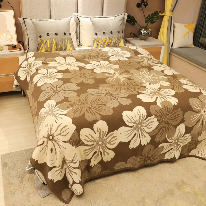 

New style cashmere knitted jacquard double-bread side warm blanket thick soft blanket dry cleaning