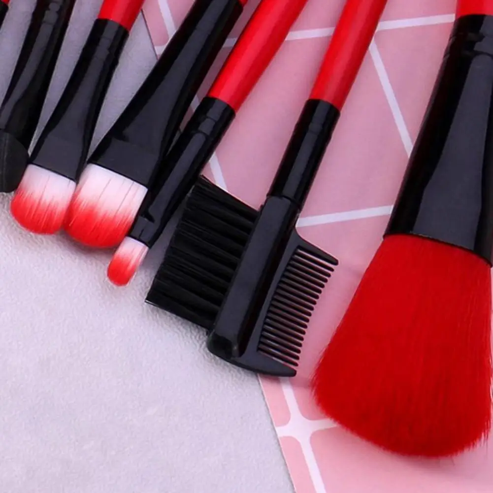 7 шт./компл. красные Кисточки для макияжа с кожаный чехол кисти мягкие