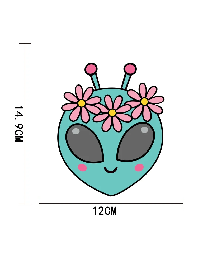 

ZTTZDY 12cm*14.9cm Alien Flower Sticker Cute Girl PVC Car Sticker YJ1-0027