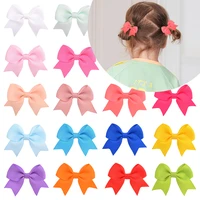 1piece solid grosgrain ribbon bows with clips girls hair bows boutique hair clips handmade bowknot clips kids hair accessories