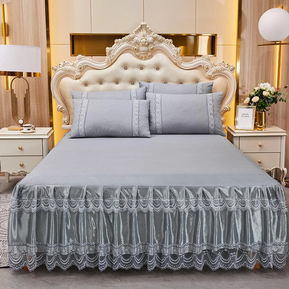 

Decorative Lace Ruffled Bed Skirt Non-slip Bed Cover Bed Skirt Bedsheet Mattress Cover Bedding Bedspread Queen King Size