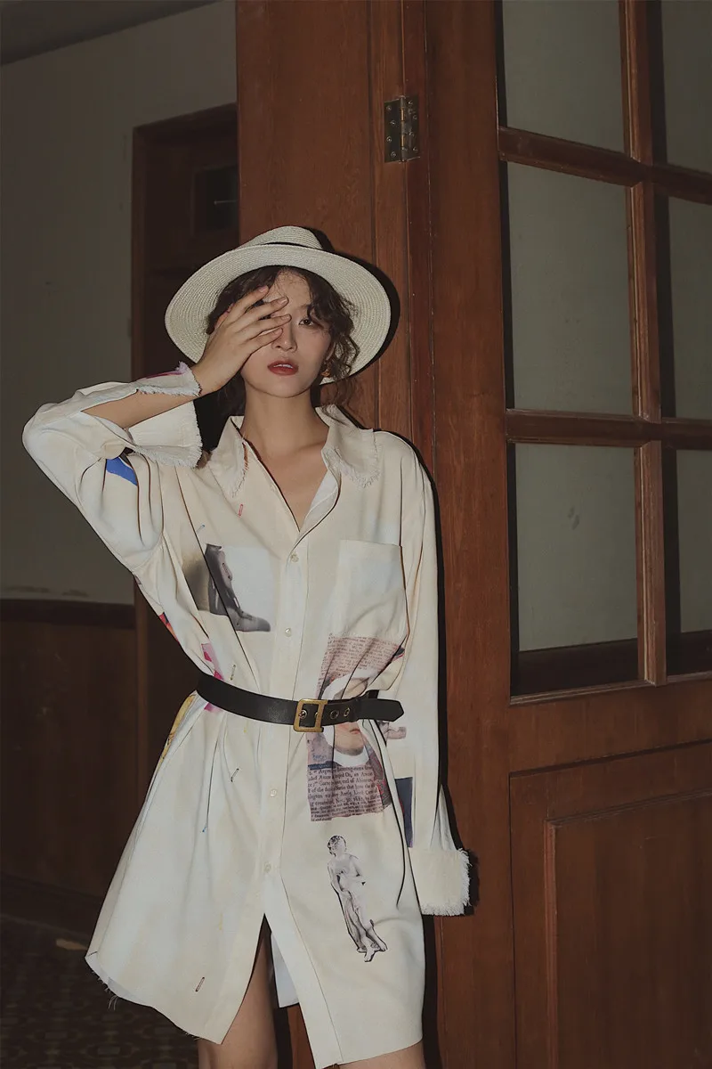 Осенняя Свободная рубашка Cheeart с длинным рукавом 2020 длинная на пуговицах для