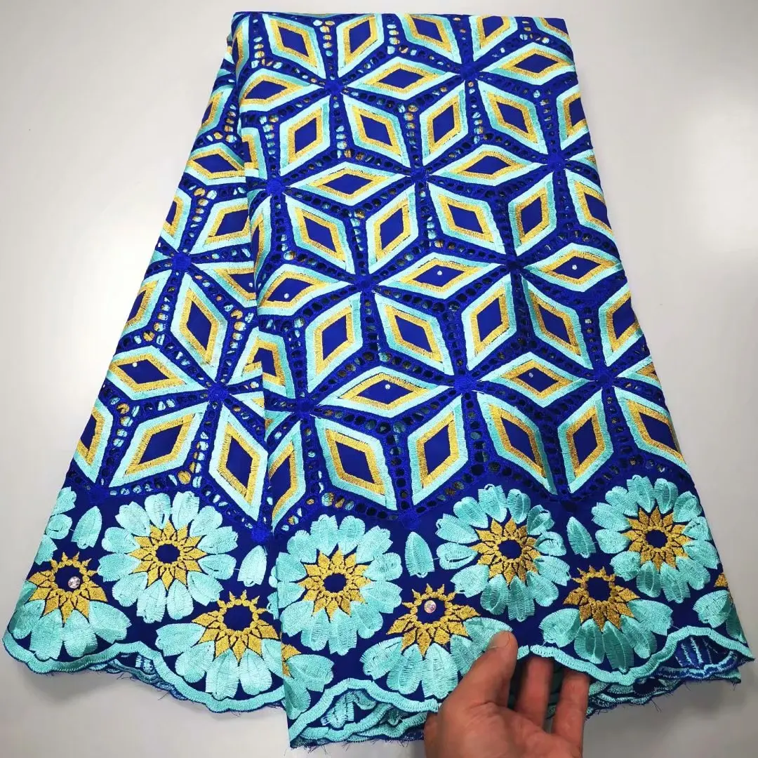 

Nigerian Cotton Lace Fabric Latest Embroidery Skin Friendly Swiss Voile Popular Dubai Style Sewing Material for Wedding Dress