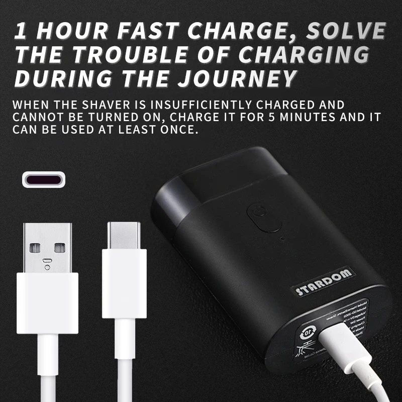 Электробритва Мужская аккумуляторная портативная Водонепроницаемая стальная