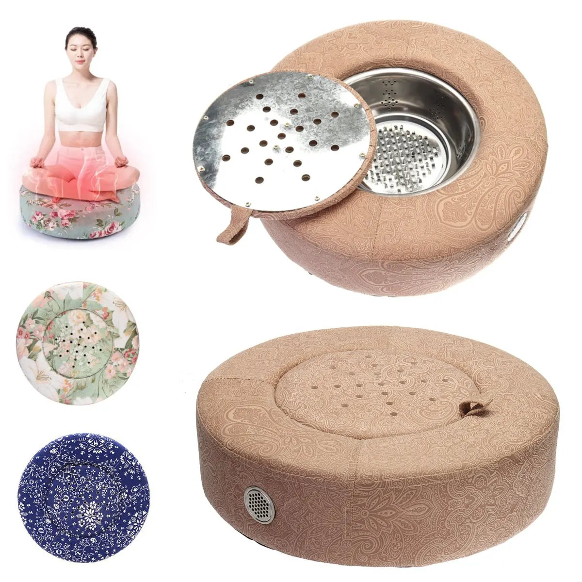 

Home Smokeless Moxibustion Cushion Moxa Cone Burner Box Moxibustion Futon for Mild Moxibustion Therapy Meditation Relaxation