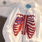 Американская Мода, лидер продаж, толстовка с капюшоном и принтом скелета, с длинным рукавом, на молнии, для мужчин и женщин, свободная уличная одежда, пуловер Y2K