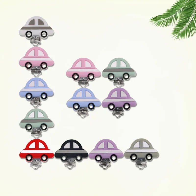 Kovict-Clips de silicona para coche de dibujos animados para ni&ntilde;os, cadena para dentici&oacute;n Oral, enfermer&iacute;a, grado alimenticio, sin BPA, accesorios para el cuidado del beb&eacute;, 3 piezas-4