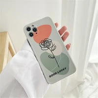 retro line rose abstract art japanese phone case for apple iphone 11 12 pro max xr xs max 7 8 plus x 7plus case cute soft cover