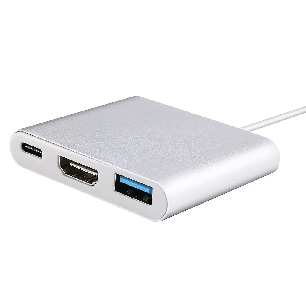 Фото Адаптер Ouhaobin 3 в 1 usb-хаб USB C к HDMI адаптер HD 4K 100 Вт конвертер для ноутбуков и Адаптер Ouhaobin 3 в 1 usb-хаб USB C к HDMI адаптер HD 4K 100 Вт конвертер для ноутбуков и
