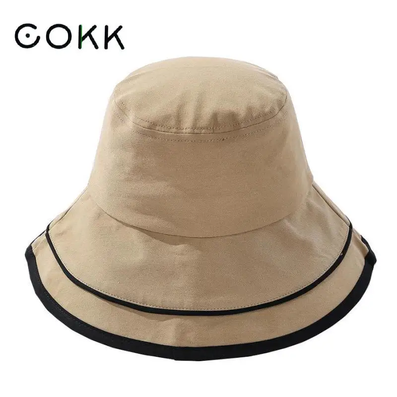 

COKK Bucket Hat Women Summer Hats For Women Ladies Double Brim Fashion Sun Hat Sun Protection Fisherman Hat Female Chapeu Korean