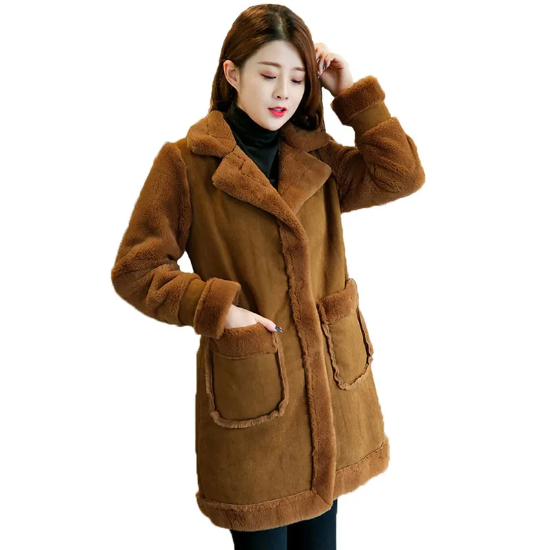 Новинка 2020 Женское зимнее пальто из овечьей шерсти утепленная замшевая стеганая