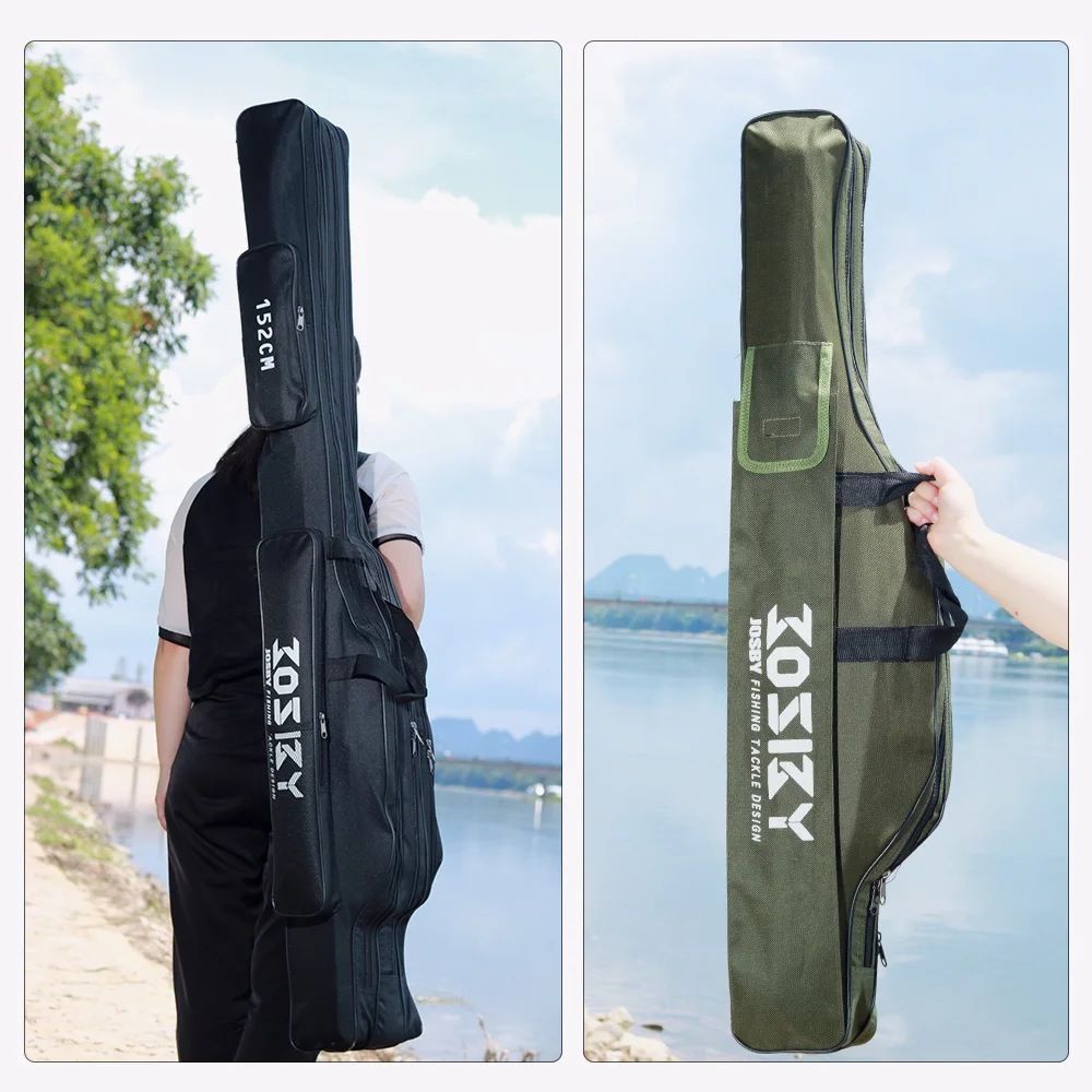 Fishing rod  bag  Oxford cloth foldable  Multifunctional Protective storage  1/2/3 layer black/green 60/122/150/152cm