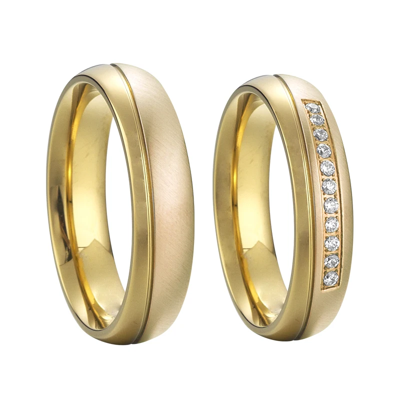 

Marriage Alliances LOVE ladies his and hers Couple Wedding rings set for men and women Gold Color stainless steel jewelry