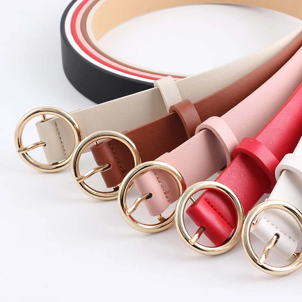 1 шт. женский ремень из ПУ кожи с круглой пряжкой | Аксессуары для одежды