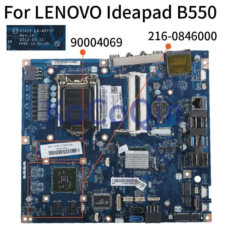 Материнская плата KoCoQin для ноутбука LENOVO B550 материнская VIA15 LA-A071P 90004069 SR13B CPU 216-0846000 |