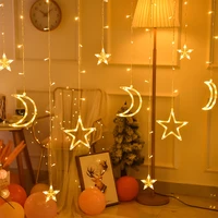 3 5m led moon star curtain light christmas garland string lights for bedroom holiday new year wedding party decor eu plug 220v