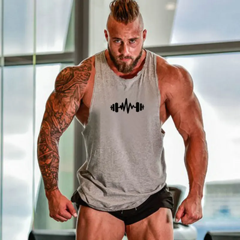 Футболка мужская хлопковая без рукавов для фитнеса бодибилдинга большого
