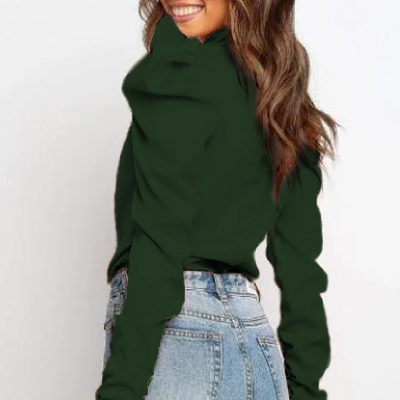 Однотонная блузка с пышными рукавами и завязкой на шее Женская офисная одежда