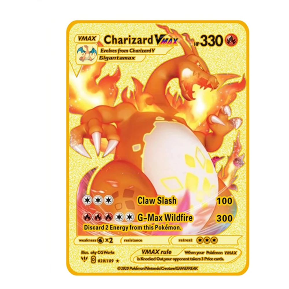 Английский Покемон карточка Charizard Venusaur Max Vmax Gx Золотая коллекция с покемонами