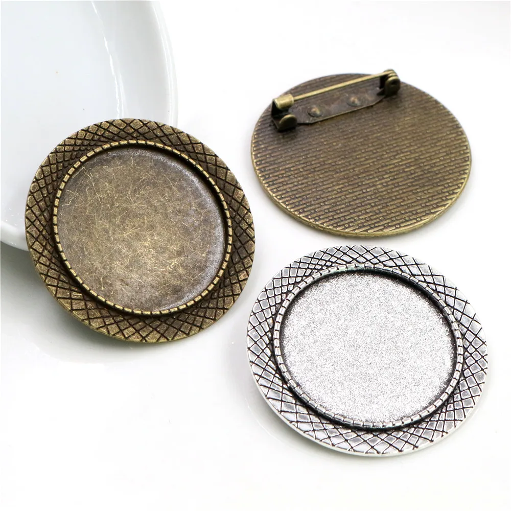 5 шт./лот 30 мм Внутренний размер Античная Посеребренная Цветная брошь булавка