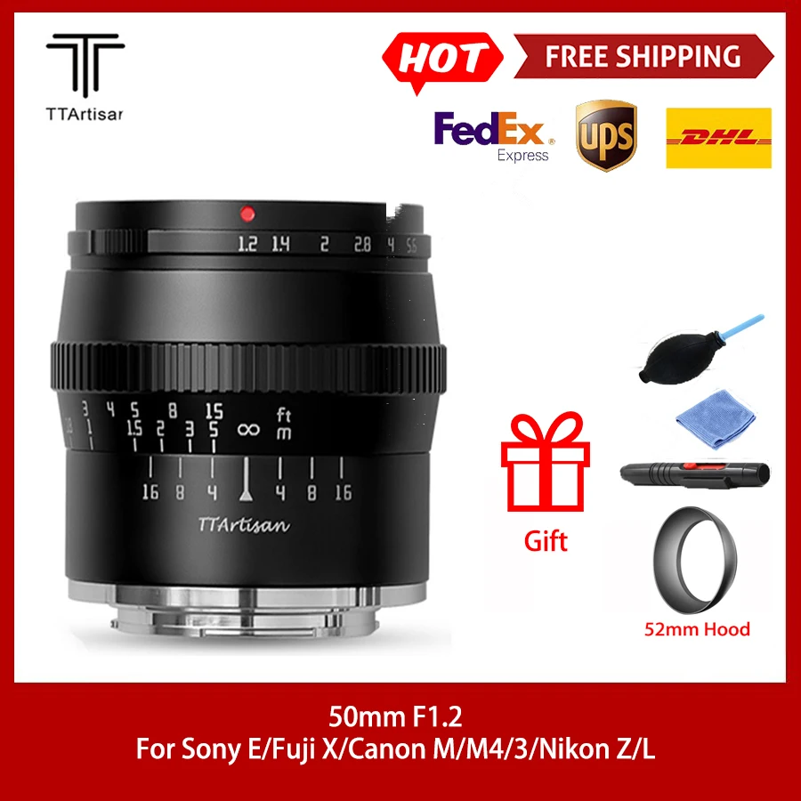 Макрообъектив TTartisan 50 мм F1.2 для цифровой зеркальной камеры Sony E Canon EOS-M Fuji film X Nikon Z
