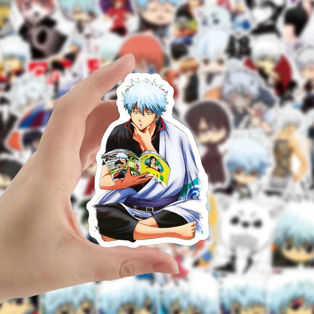 50 Uds Anime japon&eacute;s pegatinas GINTAMA para DIY juguete Skateboard Snowboard port&aacute;til equipaje de bicicleta de los ni&ntilde;os pegatinas-0