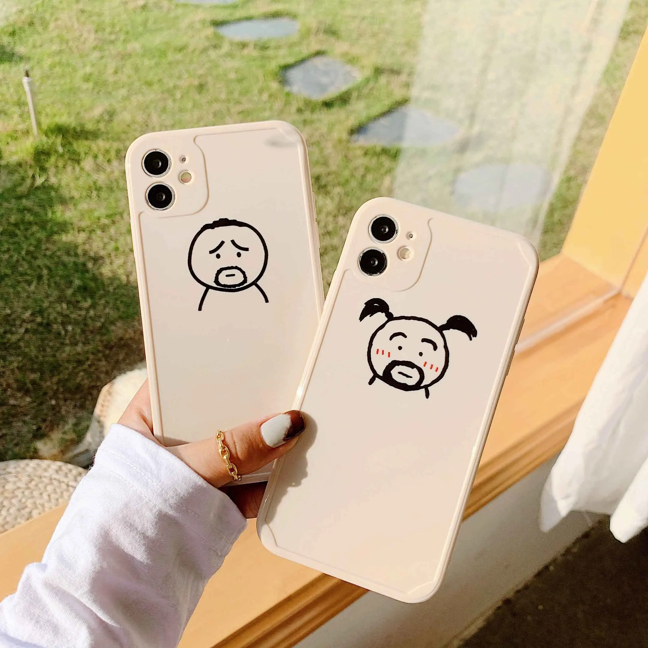 

New Material phone case for iphone 12 pro max mini 11 7 8 plus xr xs max x boy and girl couple cover capa conque