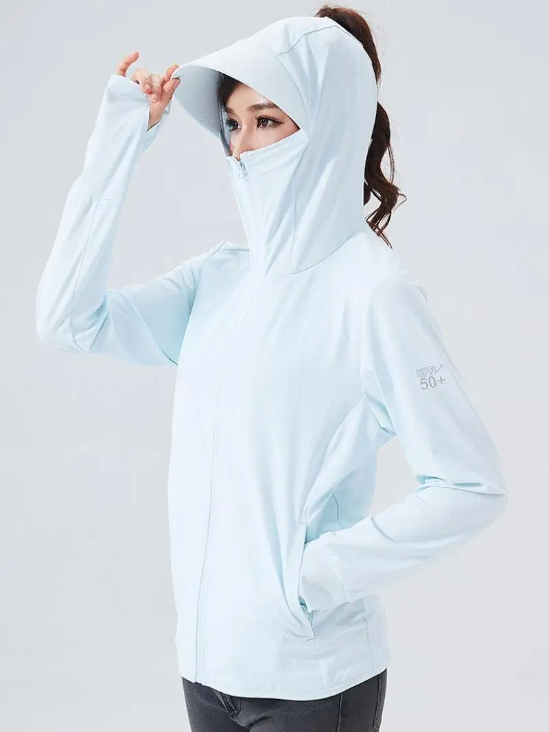 

Ayes Adult Cloth Men Hooded Jacket Outdoor Zipper Casual Sport Suits Long Sleeve Summer Women Sun Protection Quick Dry Jacket