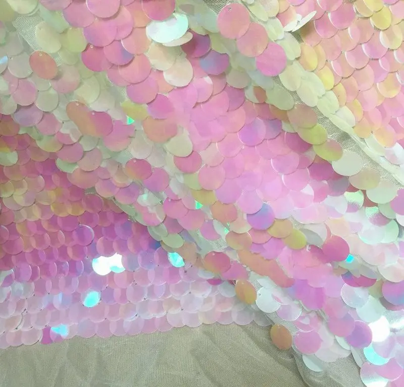 1Y/Lot Sequin Fabric Pink White Scales Encryption Sequins Mesh for Dress Net Background Cloth | Дом и сад