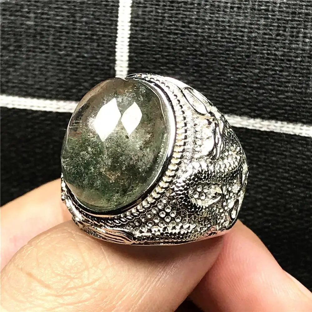 Топ натуральный зеленый фантомный кварцевый кристалл кольцо ювелирные изделия