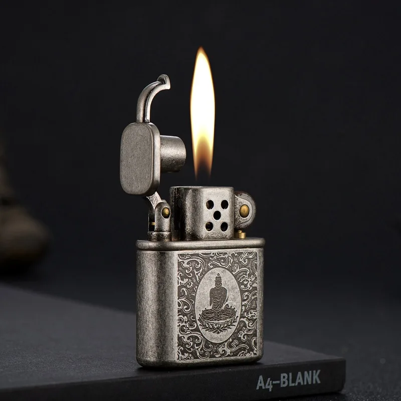 

Ancient Silver Auspicious Clouds Old-fashioned Kerosene Lighter Old Nine Door Pure Copper Good Business Gift with Souvenir