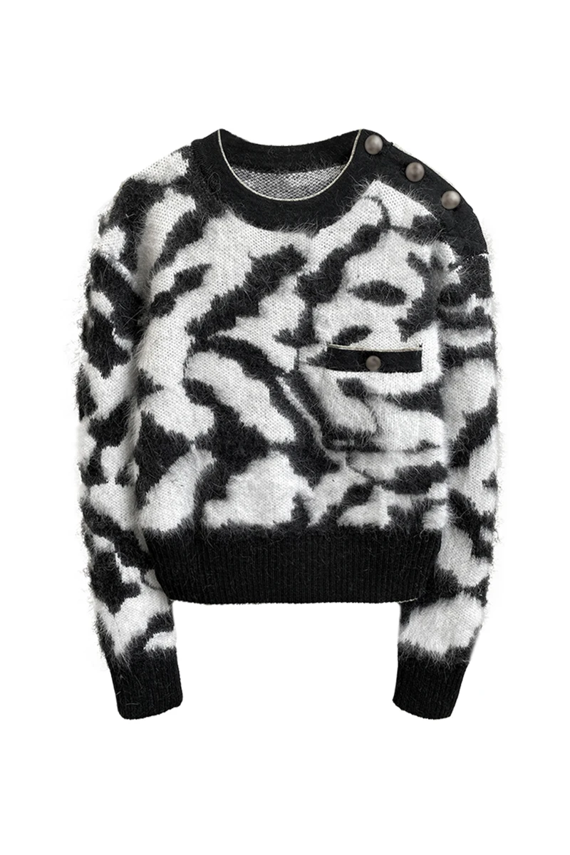 

TVVOVVIN and new autumn winter round neck full sleeves leopard printed loose pullover sweater female top XHQH