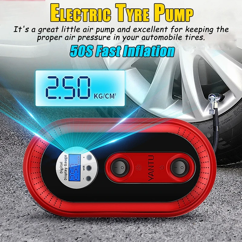 

Electric Tire Portable Digital Display Mini Handheld Air Pump 12V 120W Auto Air Compressor High Pressure Tire Air Inflator Pump