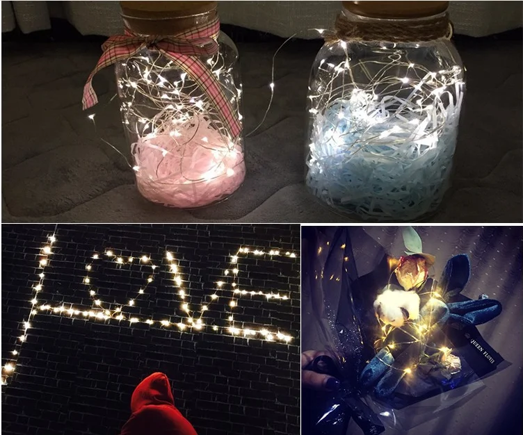 3 м медный светильник батарейный блок светодиодный провод цветочный торт